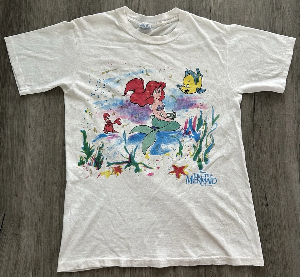 Camiseta vintage años 90 Disney La Sirenita gráfica puntada única Foto 1 de 4