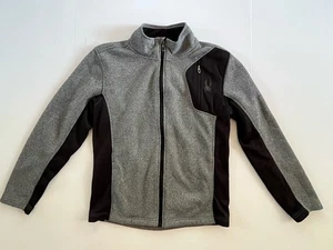 Spyder Hombre Cremallera Completa Suéter Tejido Chaqueta Talla Mediana M Negro Gris - Imagen 1 de 7