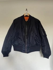 Vintage Alpha Industries MA-1 Bomber Jacket Blue Size Large (Damaged) - Picture 1 of 9