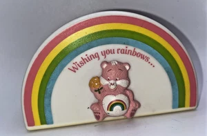 Vintage Care Bears Cheer Bear Plastic Trinket Box Lid Wishing You Rainbows 1983 - Picture 1 of 7