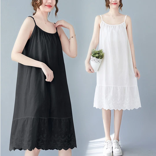 Hot Women 100% Natural Cotton Dress Full Slips Under Dress Cami Chemise Nighty S - Image 1 of 4