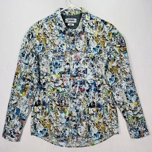 Camisa Desigual Para Hombre Mediana Multicolor Calce Ajustado Manga Larga Abotonada Abstracta - Imagen 1 de 8