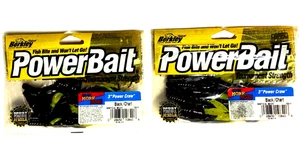 2 PAQUETES Berkley PowerBait 3" Power Craw Negro Chartreuse 12 unidades SMTC3-BCH - Imagen 1 de 16