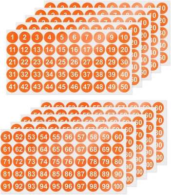 500 Stück 1-100 Nummer Aufkleber 25 mm Vinyl Wasserdicht Zahlen Klebepunkte - Bild 1 von 4