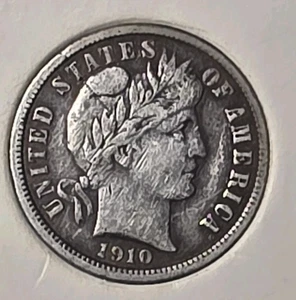 United States1910 United States "Barber Dime" Silver 10 Cents - Picture 1 of 2