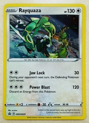 POKEMON RAYQUAZA SWSH029 BLACK STAR PROMO COSMOS NM SWORD & SHIELD CARD - Image 1 of 3