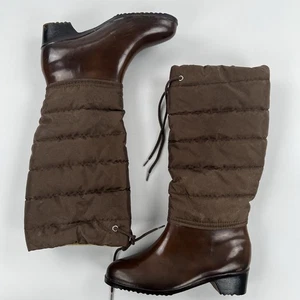 Vintage Andrew Geller Damen-Regenstiefel braun 7M Gummi Fleece gefüttert groß hergestellt in den USA - Bild 1 von 15