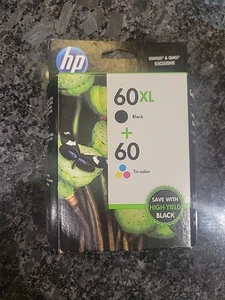HP 60XL Schwarz & Tri Color Tintenpatronen 2er Pack Original Datiert 8/2014 Neu Versiegelt - Bild 1 von 4