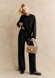 Sezane Matthew Trousers Black Wool Pants Size M - Picture 1 of 15