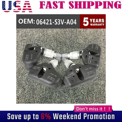 Juego de 4 sensores de presión de neumáticos OEM 06421-S3V-A04 TPMS para Honda Acura MDX RL TL Foto 1 de 4