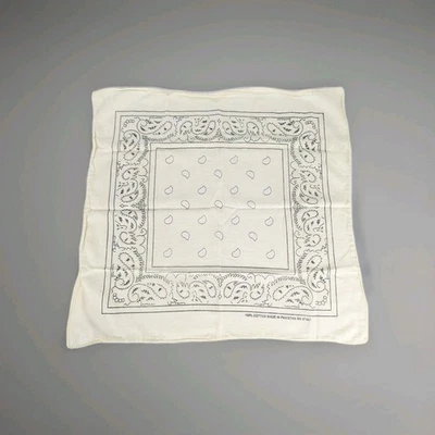Винтажный бандана бледно-желтый хлопок пейсли пастельный носовой платок 20 дюймов RN97467 - Изображение 1 из 4