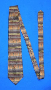 J Garcia Seidenkrawatte Lava Kollektion Zweiunddreißig Kupfer Gold Braun Bänder mit Formen - Bild 1 von 4