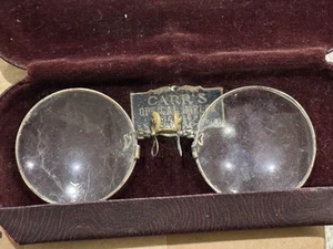 Antik Goldfarben (Gold gefüllt?) Clip On Antike Brille Original Etui von Carr’s  - Bild 1 von 7