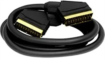 1.5 Metre 1.5M Gold Scart Video/TV VCR DVD Cable Lead 21 Pin Fully Wired New - Image 1 of 4