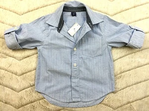 NWT BABY GAP BOYS LIGHT BLUE LONG SLEEVE BUTTON UP CASUAL COMFY SHIRT SIZE 2 - Picture 1 of 10