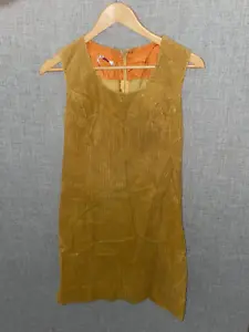 Vintage 1960s 1970s PETTI brown Corduroy Jumper Dress Romper Mini women's SM MED - Picture 1 of 12