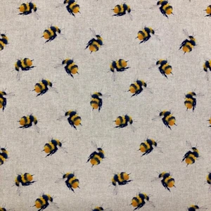 Tela de tapicería - Material de aspecto de lino - ABEJAS - Impresión digital - Algodón artesanal - Imagen 1 de 4