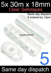 5 x nastro adesivo trasparente Sellotape L30m x W18mm mini piccoli rotoli ricarica - Foto 1 di 1