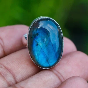 Labradorite Ring, 925 Sterlin Silver Ring, Handmade Ring,Wedding Ring ET-560"7.5 - Picture 1 of 14