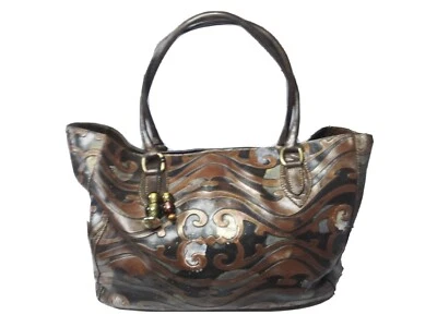 Bolso de hombro grande de cuero italiano Cavalcanti pintado a mano multicolor Foto 1 de 4