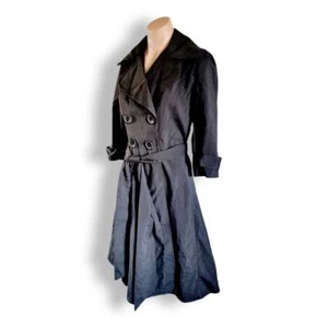 Vintage 2000's Y2k, black and white pinstripe, collared, military coat / trench - Picture 1 of 9