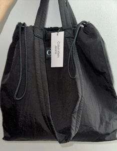 Calvin Klein Tote Bag Carry On Shoulder Purse Overnight Black Reversible - Picture 1 of 14