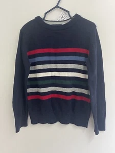 TCP Kids Boys Colorful Striped 100% Cotton Knit Pullover Sweater Navy Sz XS 4 - Picture 1 of 4