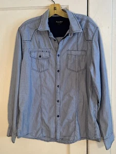 Eighty Eight 88 Platinum Men’s Shirt L Blue Striped Casual Long Sleeve Button Up - Picture 1 of 7