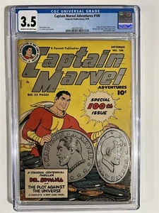 CAPTAIN MARVEL ADVENTURES #100 PUB FAWCETT EDAD DE ORO CGC ¡CALIFICADO 3,5! ¡ORIGEN! - Imagen 1 de 2