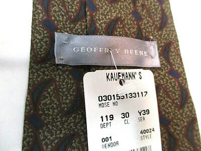 NUEVO CON ETIQUETAS Corbata Vintage Geoffrey Beene 100% Seda Marrón y Negro Cinta EE. UU. 54" L x 4" W Foto 1 de 4