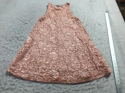 Ginger G Tank Dress Womens S Pink Crew Neck  Sleeveless  Floral Lace - Image 1 of 4