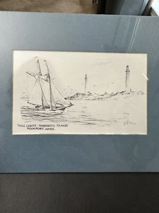 Vintage Jas F. Murray Print Of Twin Lights Thatchers Island Rockport, MA - Picture 1 of 9