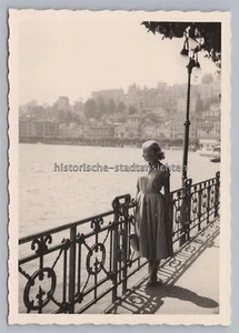 Lugano Schweiz 1953 - Reise junge Frau Promenade - Altes Foto 1950er - Picture 1 of 2