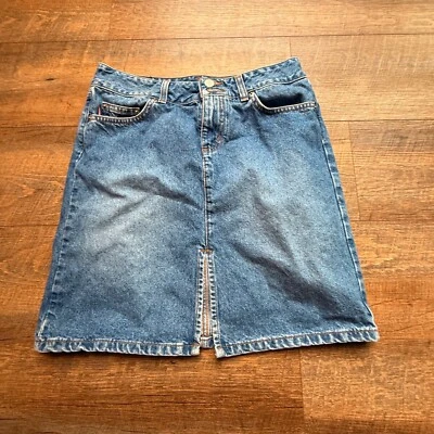 Vintage 80s BONGO Medium Wash High Waist Denim Mini Skirt Size 5 - Image 1 of 4