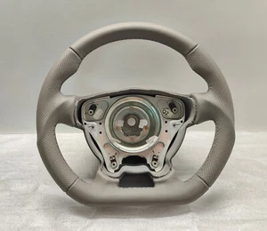 CHRYSLER CROSSFIRE FLAT BOTTOM STEERING WHEEL GREY LEATHER CUSTOM - Picture 1 of 4