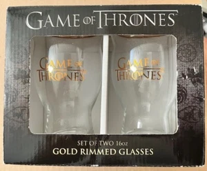 Game Of Thrones - Boxed Set Of Two Gold Rimmed Beer Glasses - Picture 1 of 3