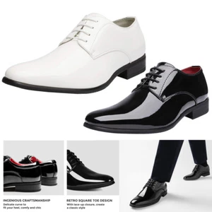 Men Dress Shoes Classic Lace-up Formal Oxfords Business Tuxedo Shoes Size 6.5-13 - Picture 1 of 20