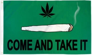 Bandera "COME & TAKE IT SPLIFF" 3x5 pies poliéster pancarta marihuana mj hierba maceta junta - Imagen 1 de 5