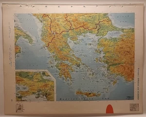Mapa Atlas de Grecia de colección de un Atlas Mundial Moderno de Mediados de Siglo de 1967 - Imagen 1 de 7