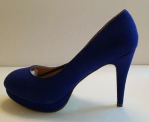 Zapatos de salón para mujer Brinley Co con plataforma de gamuza sintética de punta redonda azul talla 8 tacones de aguja - Imagen 1 de 9