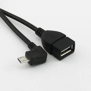 USB 2.0 A Female to Micro 5 Pin USB B Male Right Angled OTG Short Adapter Cable - Picture 1 of 6