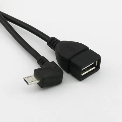 USB 2.0 A Female to Micro 5 Pin USB B Male Right Angled OTG Short Adapter Cable - Image 1 of 4