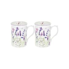 Purple Lavender Fine China Set of 2 Mugs, Flowers, Afternoon Tea, Gifts LP94058
