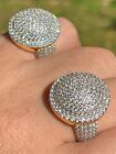 14k Gold Plated 925 Silver Round 3D Men's CZ Pinky Ring Iced Bling Jewelry