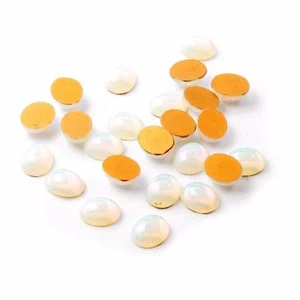 Lot (24) Czech vintage foiled opaline oval glass cabochons 10x8mm - Picture 1 of 2
