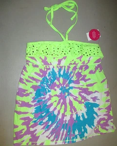 NUEVO CON ETIQUETAS Camiseta Top Babydoll Justice Girls Lime Tie Dye Lentejuelas Volantes Callado 12 NUEVA - Imagen 1 de 1