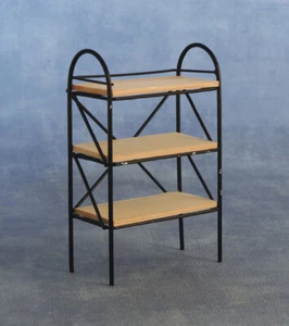 Dolls House DF506 scaffale nero in metallo con pavimenti in legno 1:12 per casa delle bambole - Foto 1 di 1