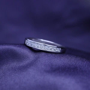 2.00ct Princess Cut Lab Created Diamond Band Ring 14k White Gold Plated - Picture 1 of 9