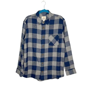 Field & Stream Blue & Gray Buffalo Plaid Flannel Button Front Shirt Size L Cozy - Picture 1 of 11