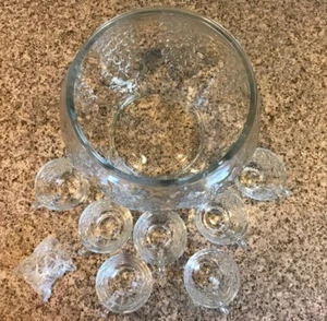 JUEGO DE TAZONES DE PERFORACIÓN DE VIDRIO TRANSPARENTE TAZÓN DE DISEÑO DE UVA Y HOJAS 7 tazas y ganchos - Imagen 1 de 12